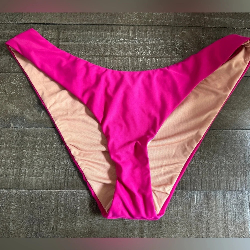 J.CREW NWT Re-Imagined Hot Pink/Nude Cheeky‎ Bikini Bottom Size Medium